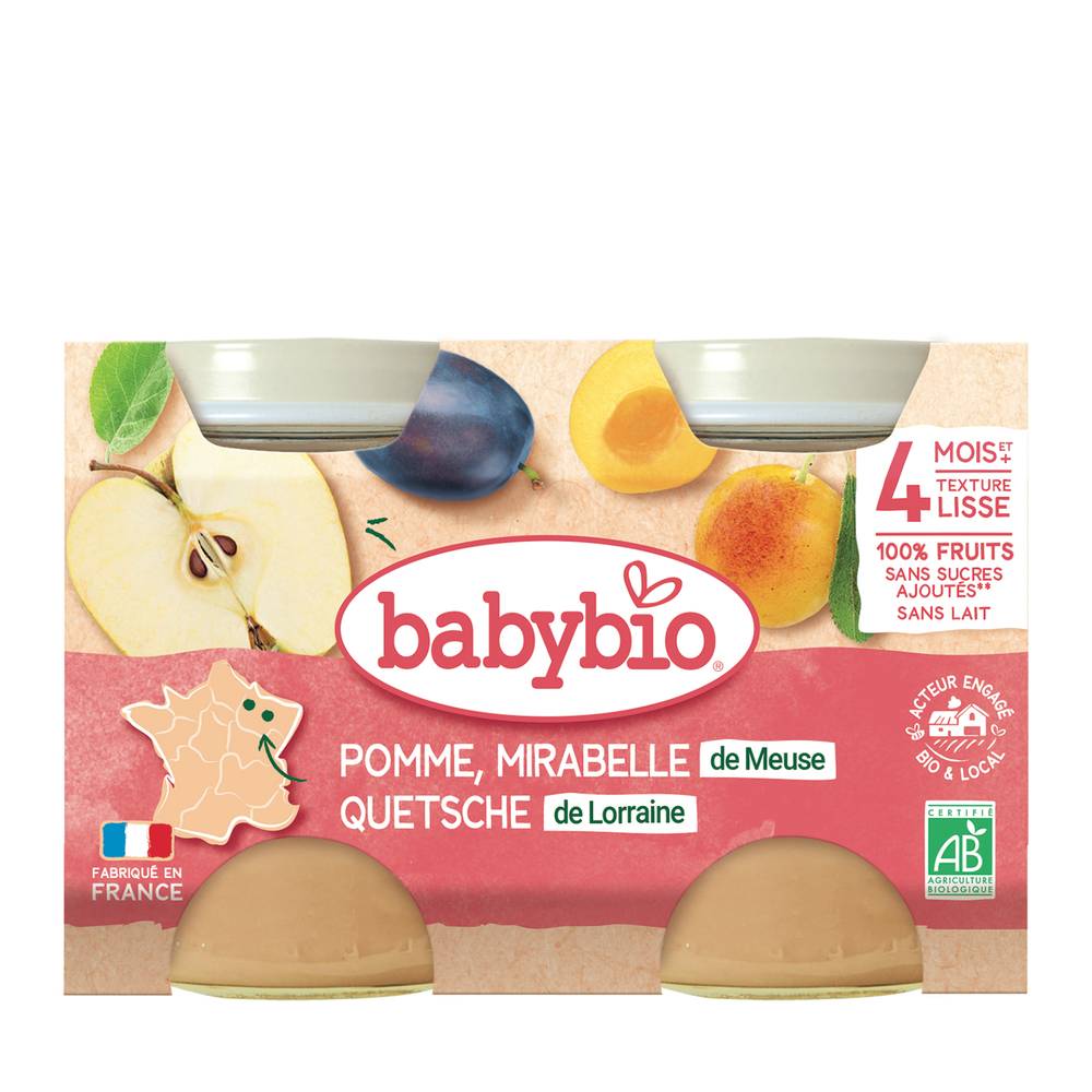 Babybio - Mirabelle pomme compotes bébé dès 4 mois (260g)