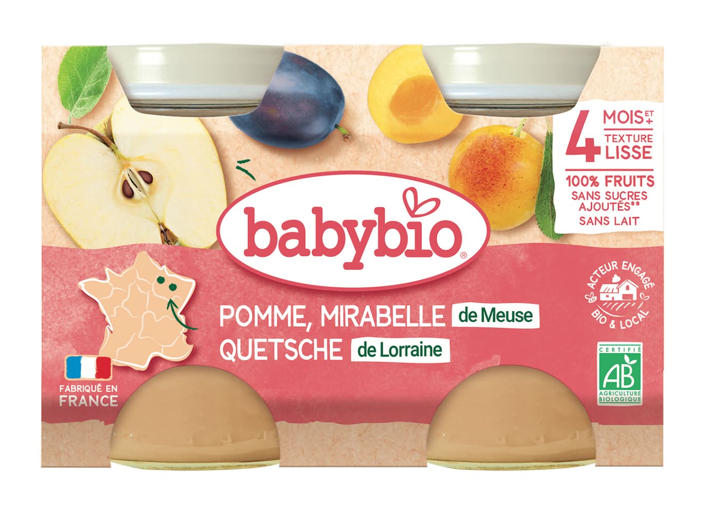 Babybio - Mirabelle pomme compotes bébé dès 4 mois (260g)