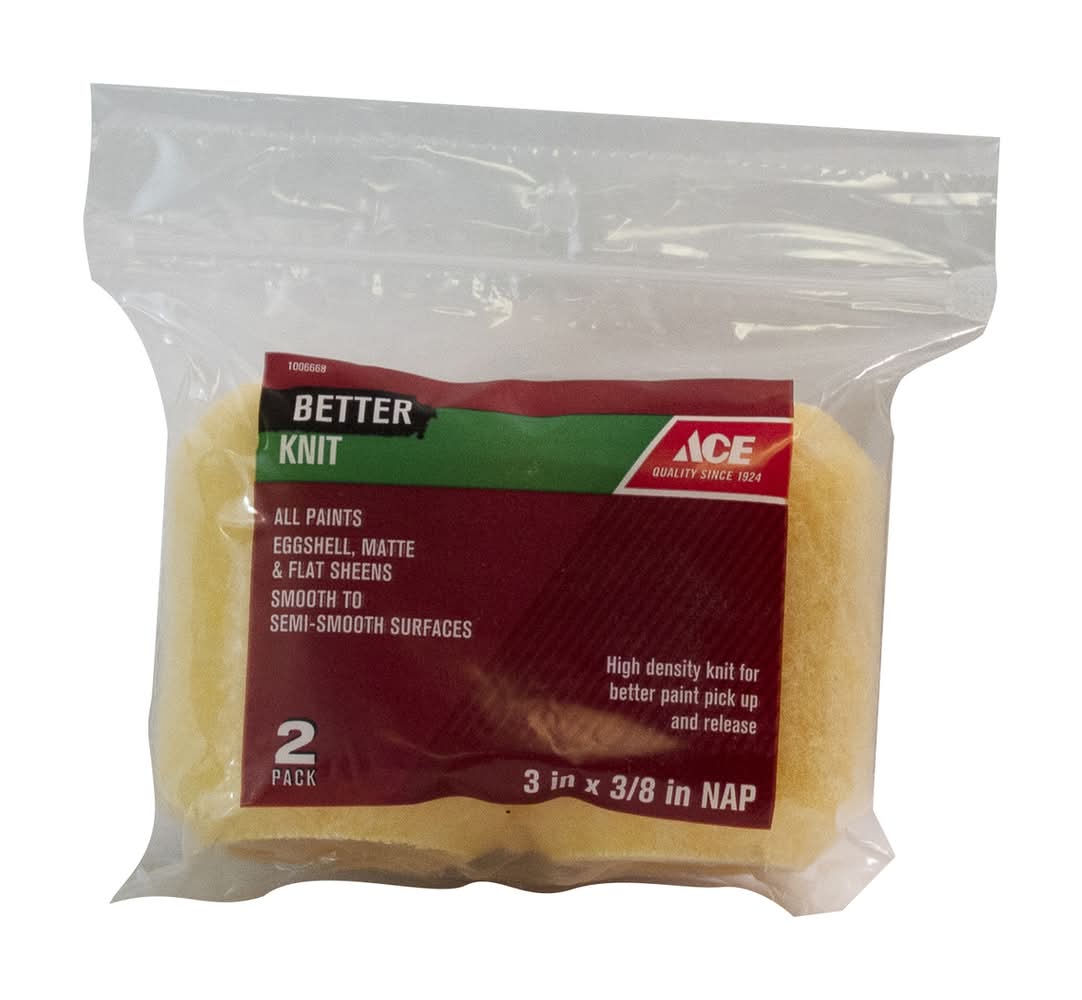 ACE Better Knit 3 In. W X 3/8 In. Paint Roller Cover 2 Pk