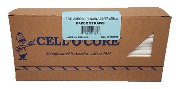 Cell-O-Core White 7.75 Inch Unwrapped Paper Straw (10 units)