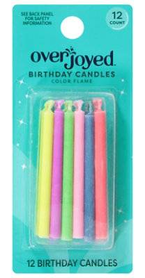 Overjoyed Color Flame Birthday Candles - 12 Each