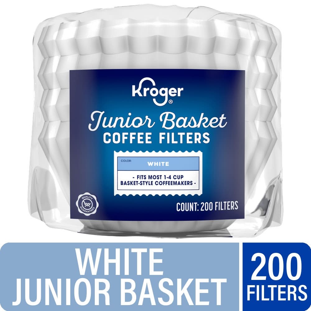 Kroger Junior Basket Coffee Filters, White (200 ct)