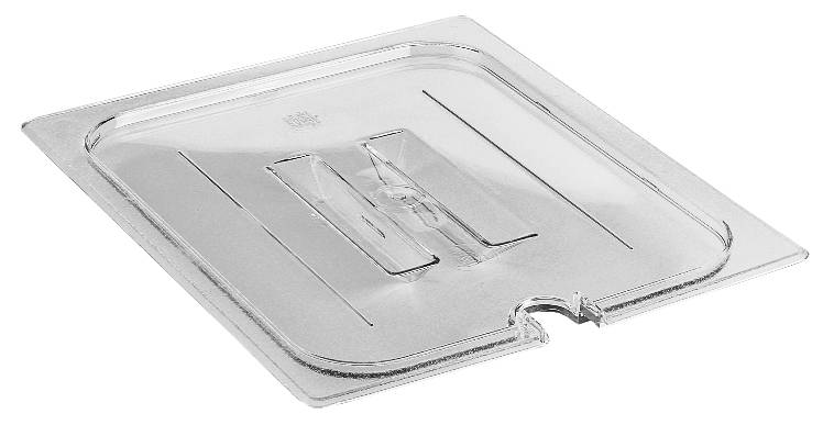 Camwear Food Pan Lid, Half Size, Notched with Clear Handle