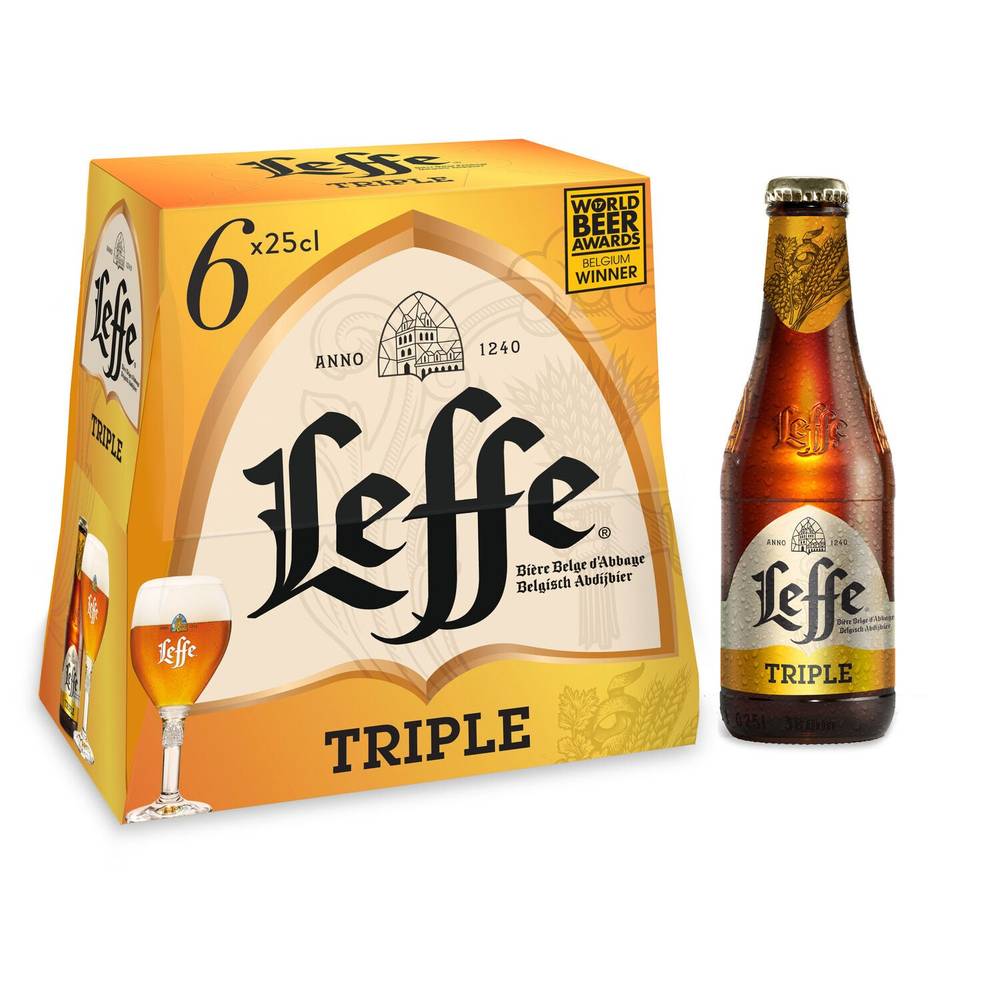 Bière triple LEFFE - le pack de 6 bouteilles de 25cL