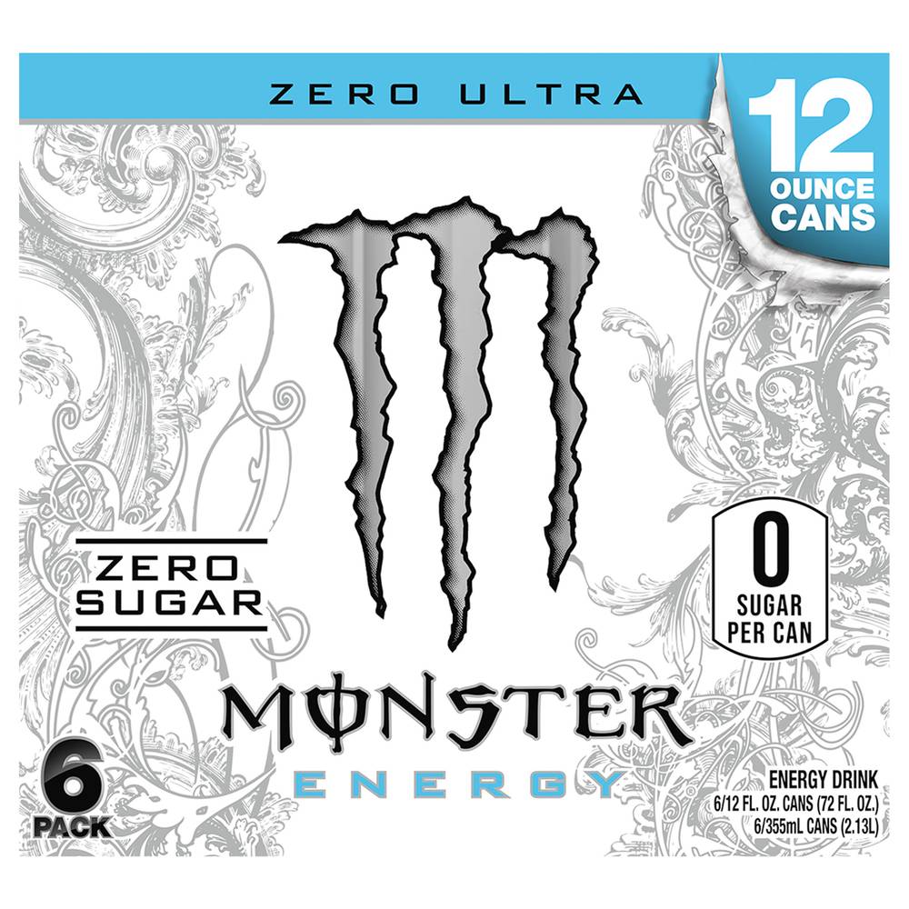 Monster Energy Zero Ultra Energy Drink (6 x 12 fl oz)