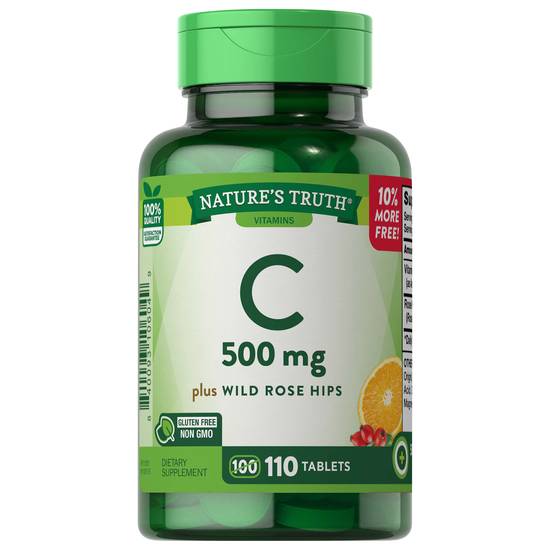 Nature's Truth Vitamin C 500 mg Plus Wild Rose Hips Dietary Supplement Tablets