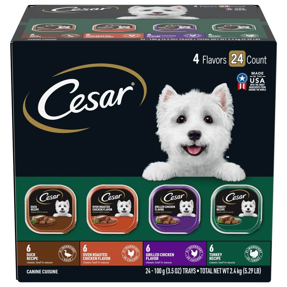 Cesar Classic Loaf Sauce Poultry Soft Wet Dog Food, Assorted (5.29 lbs, 24 ct)