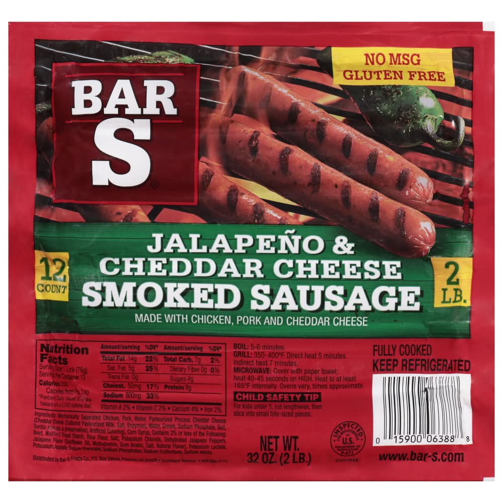 Bar-S Jalapeno & Cheddar Cheese Smoked Sausage (2 oz, 12 ct)