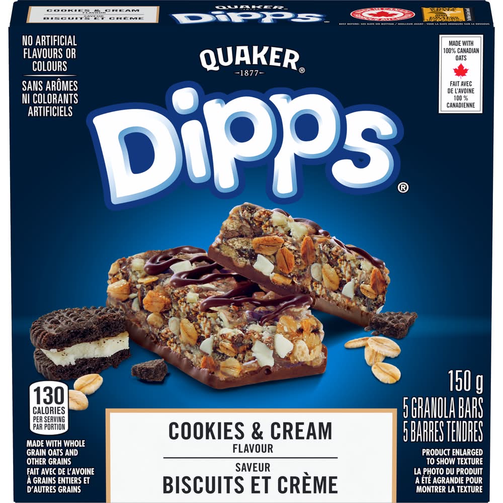Quaker Dipps Bars, Cookies - Cream (150 g)