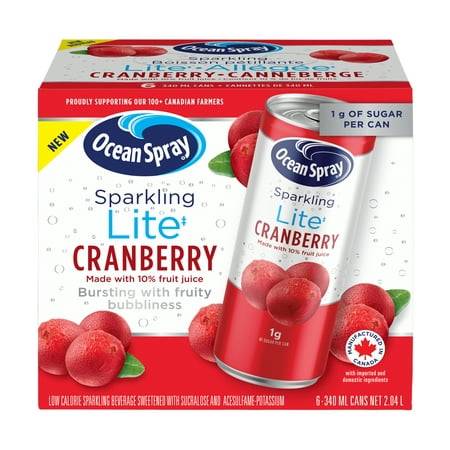 Ocean Spray Sparkling Drink Lite 100%fruit Juice, Cranberry (340 ml, 6 ct)