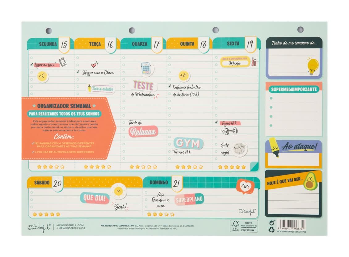 Organizador Semanal Para Qualquer Plano