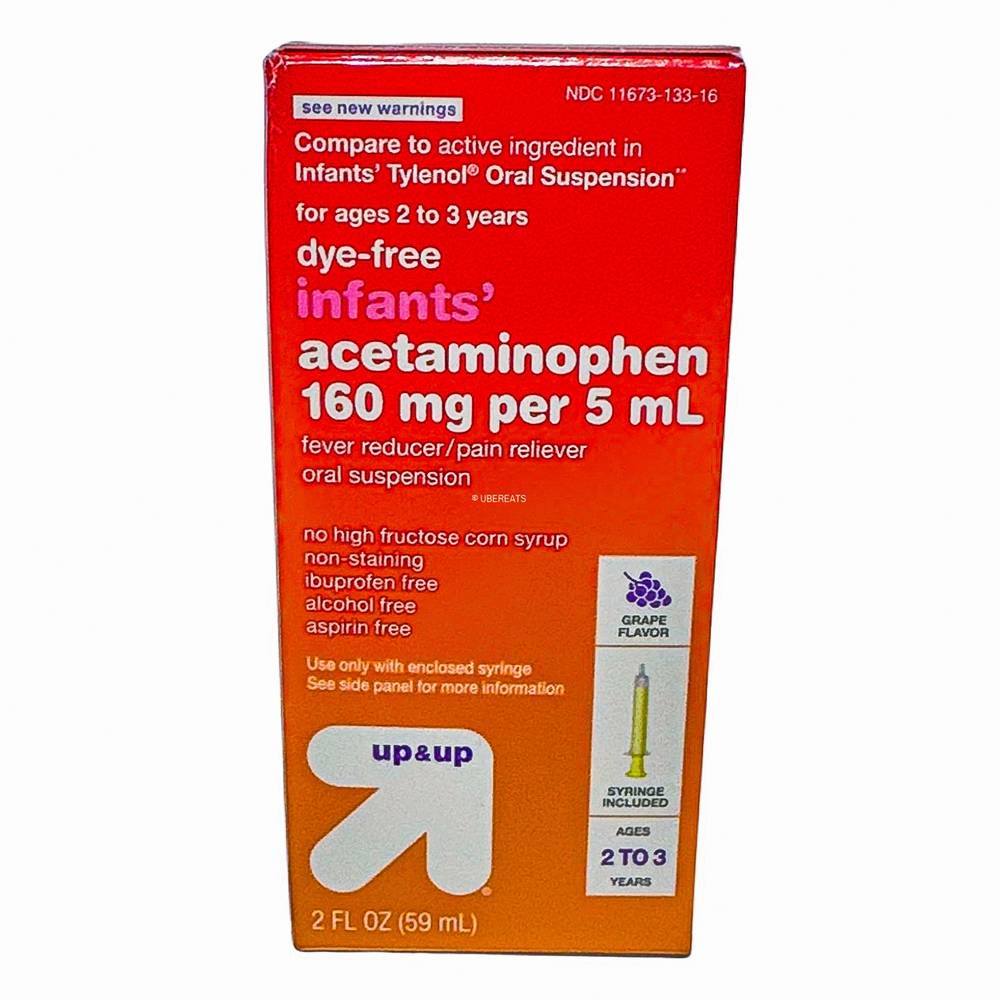 Up&Up Infants Dye Free Acetaminophen 160mg Per ml Fever Reducer Pain Reliever Liquid (grape )