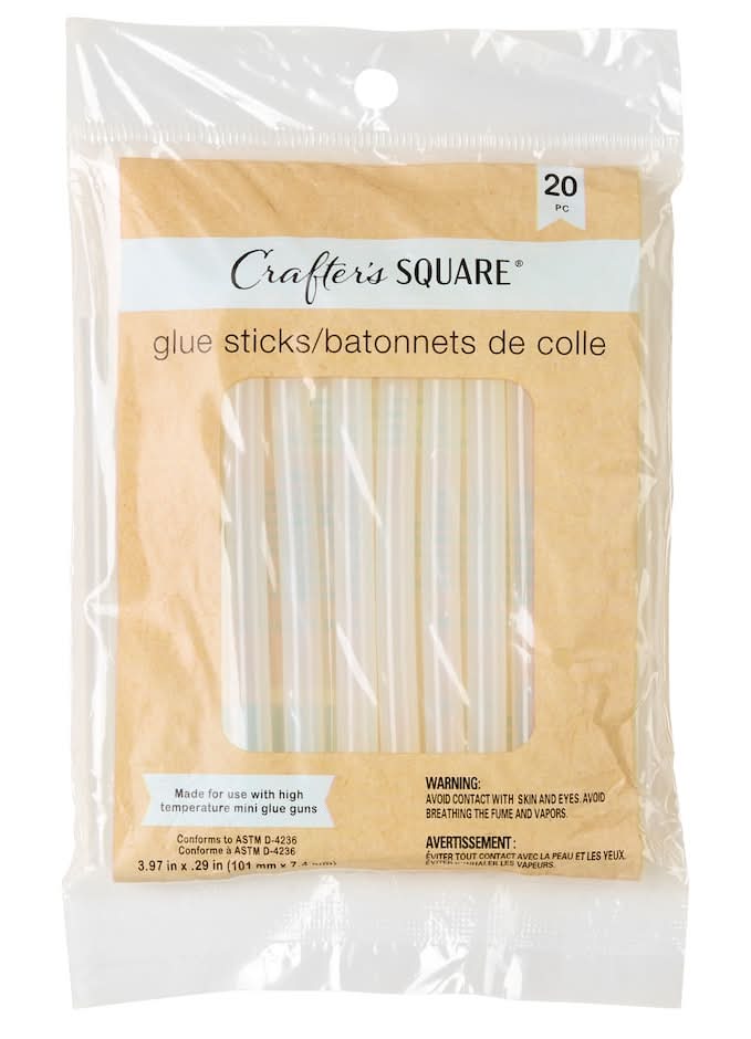 Crafters Square Mini Hot Glue Sticks, 3.97x0.29 in, Clear (20 ct)