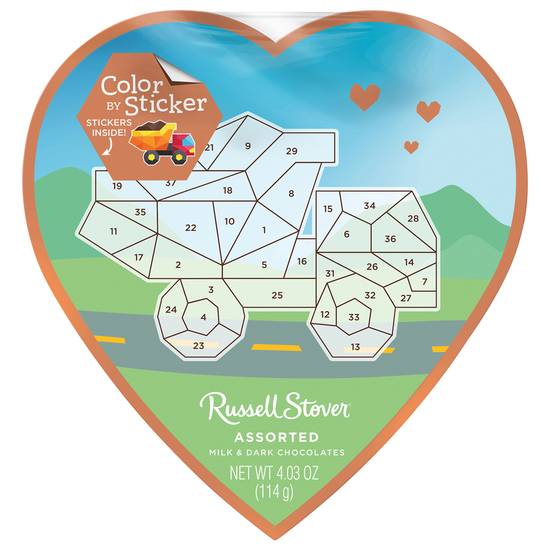 Rsc Val Asst Choc Truck Sticker Heart 4.03oz