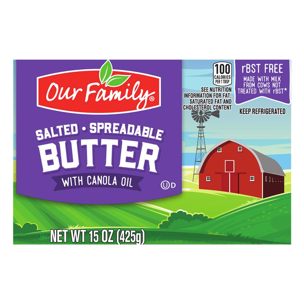Our Family Spreadable Spreadable Butter With Canola Oil (15 oz)