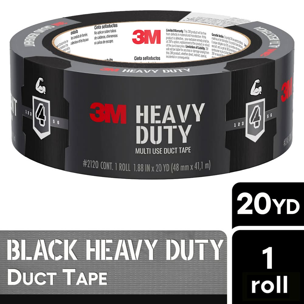 3M Heavy Duty Black Rubberized Duct Tape 1.88-in x 20 Yard(s)
