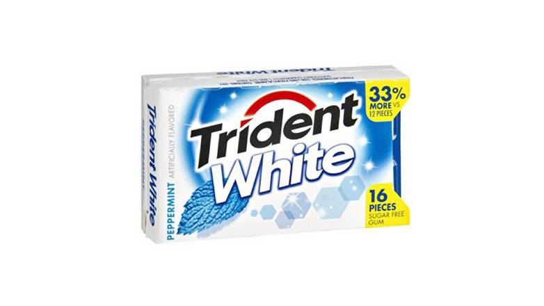 Trident White Sugarless Gum, Peppermint Gum, 16 Pieces