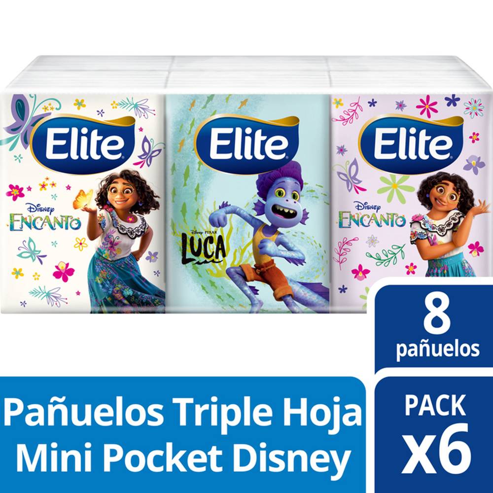 Elite pañuelos compacto con diseño (6 x 8 u c/u)