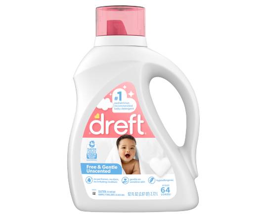 Dreft Family Friendly Unscented Liquid Baby Laundry Detergent (92 fl oz)
