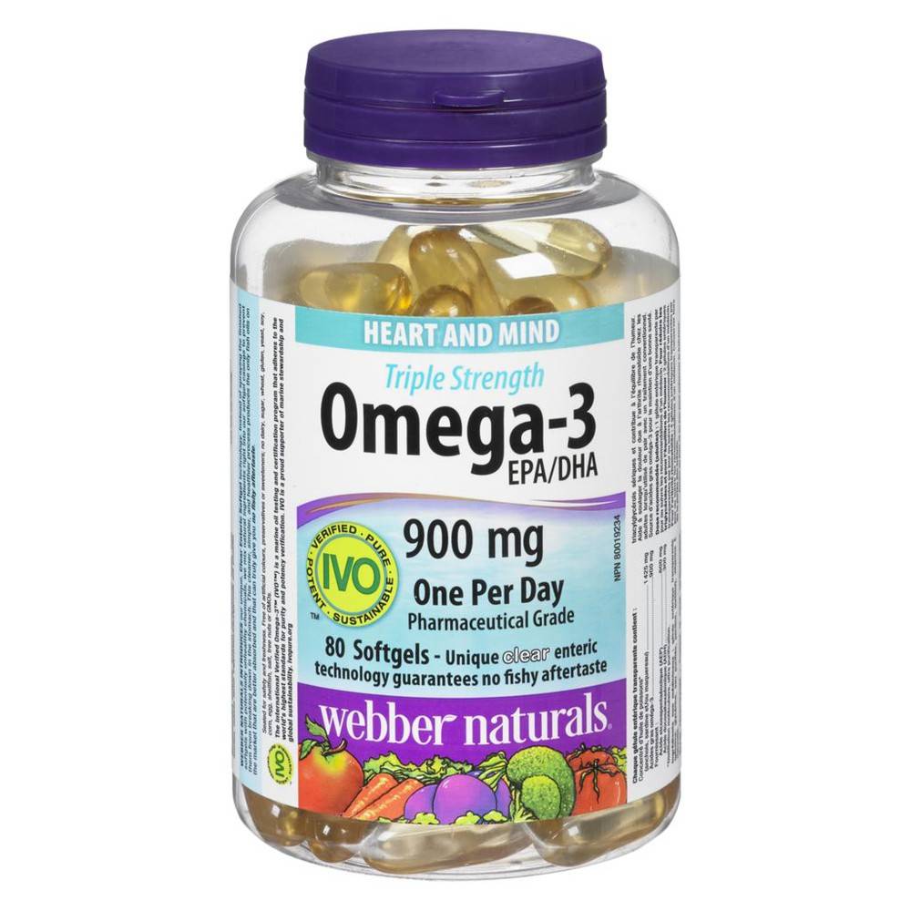 Webber Naturals 900 Mg Triple Strength Omega-3 Capsules (190 g, 80 ct)