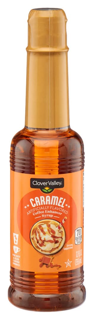 Clover Valley Coffee Enhancer Syrup, Caramel, (12 fl oz)