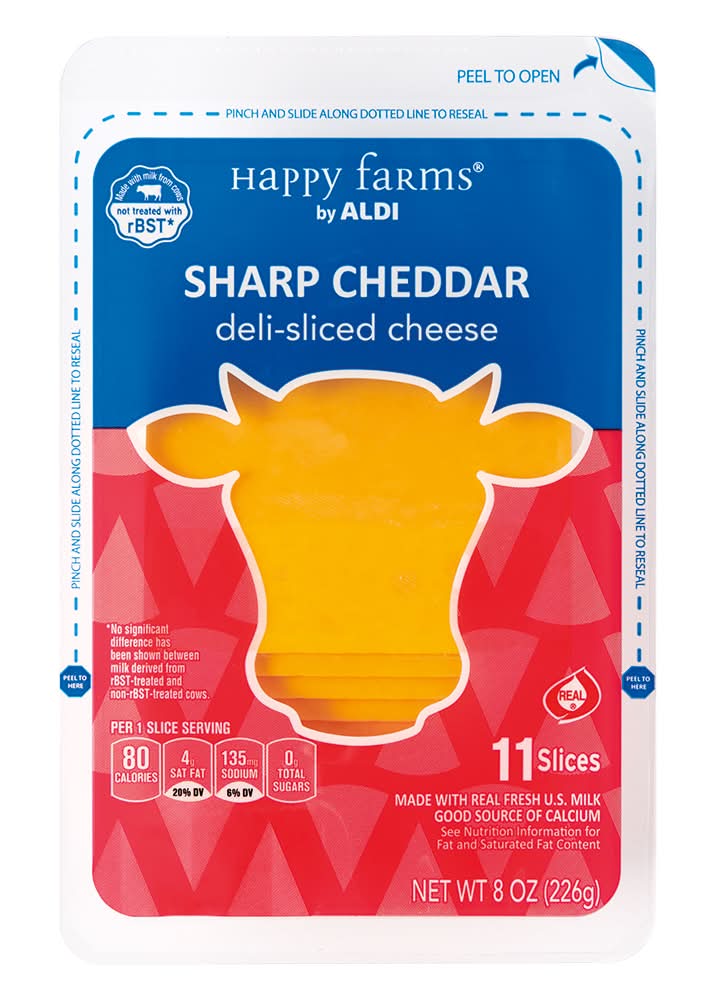 Happy Farms Deli Sliced Sharp Cheddar Cheese (8 oz, 11 ct)