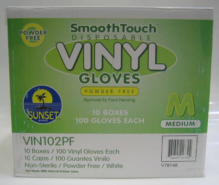 Sunset - Clear Vinyl Gloves without Powder, Medium - 100 ct (100 Units)