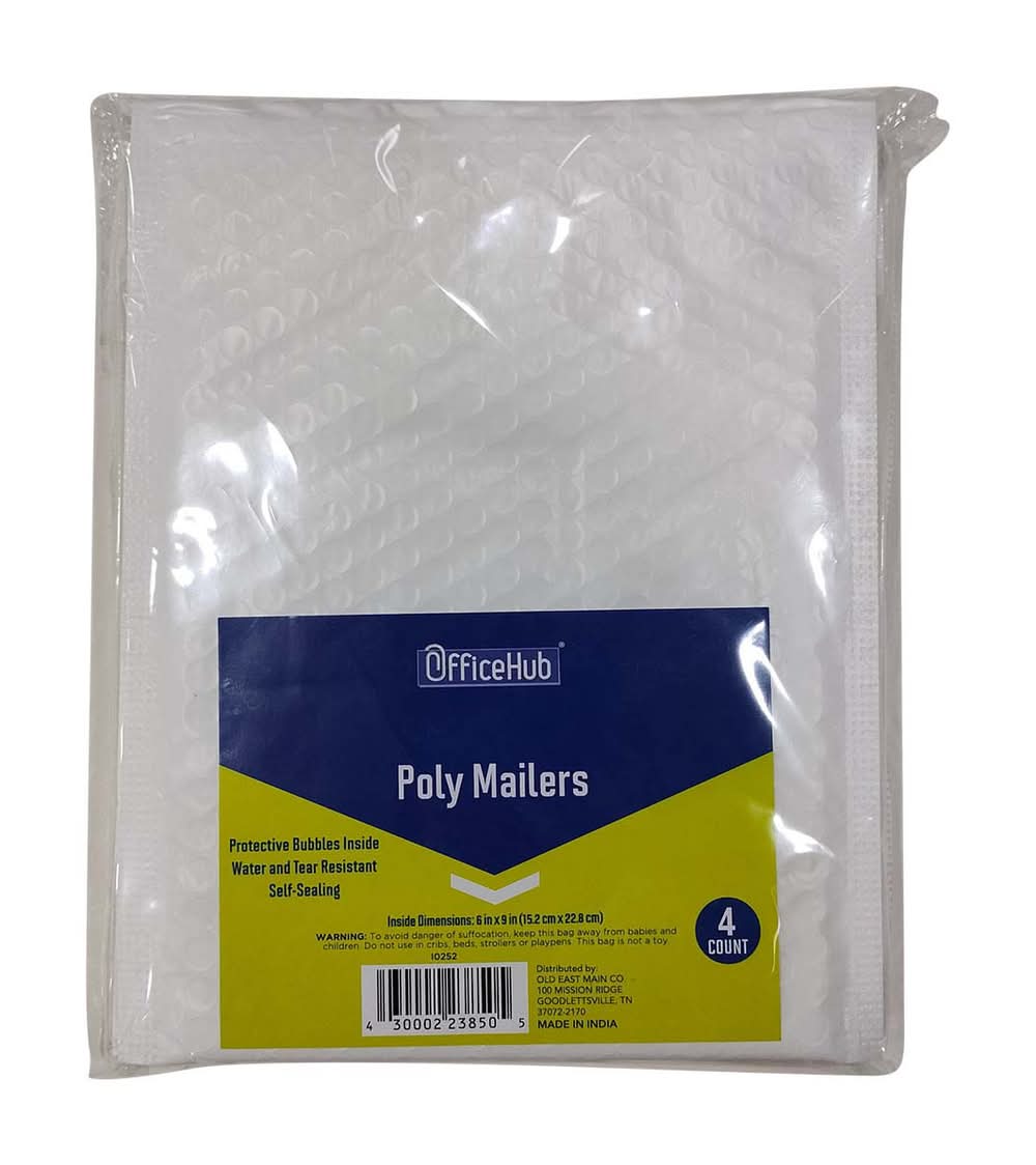 Office Hub Poly Mailers 6 In X 9 In - 4 Ct