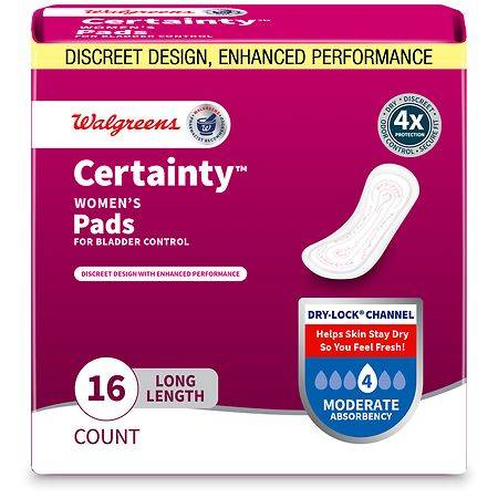 Walgreens Certainty Moderate Absorbency Long Length Incontinence Pads