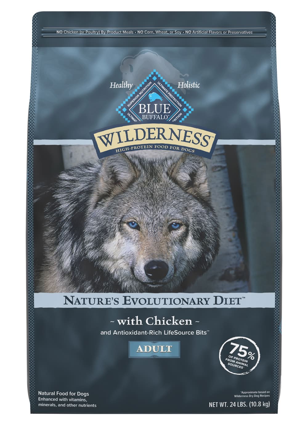 Blue Buffalo Wilderness Nature's Evolutionary Diet Dry Dog Food, Chicken, Adult (24 lbs)