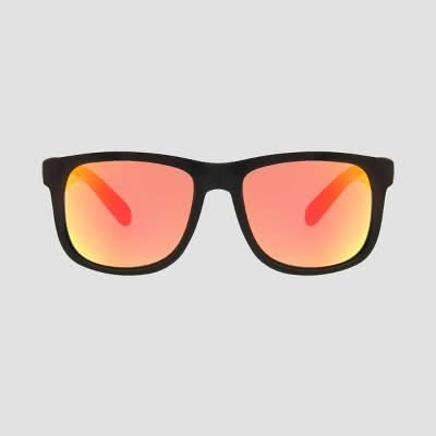 Original Use Men Square Mirrored Lenses Sunglasses, Black