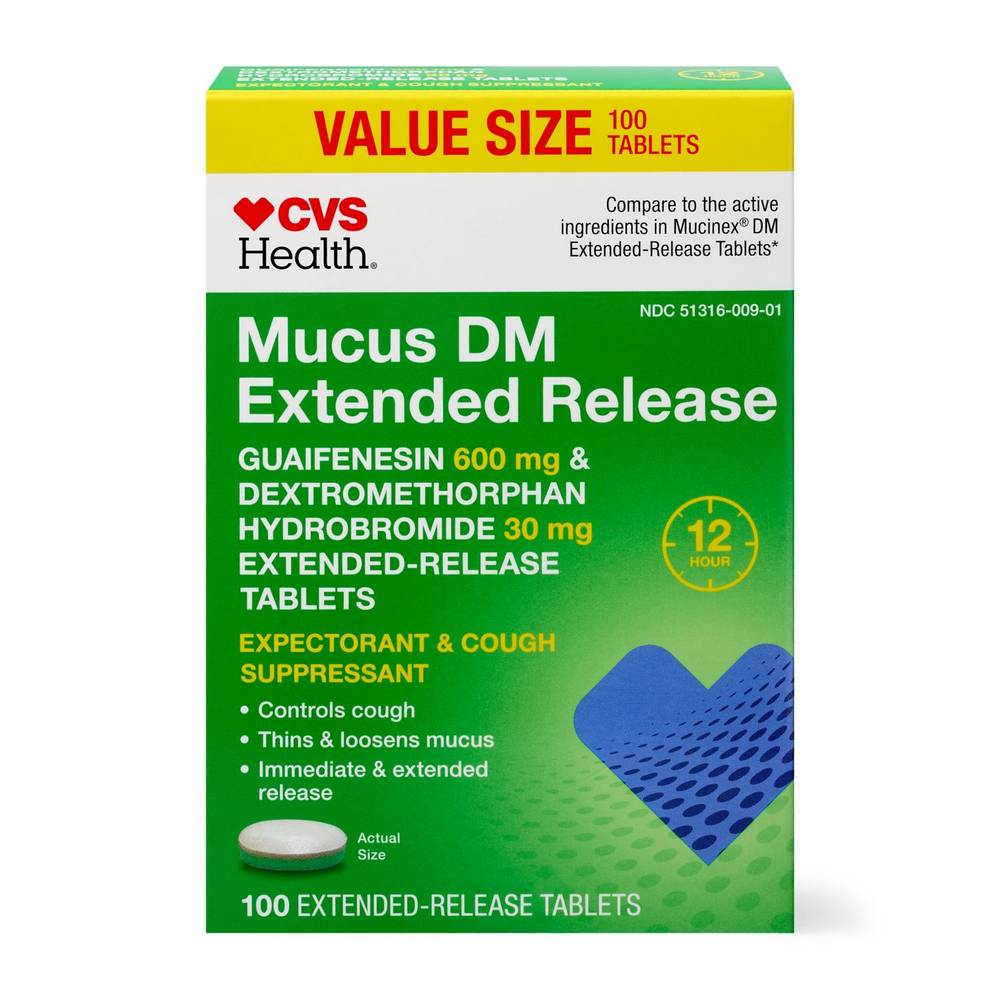 CVS Health Mucus Dm Extended Release Cough Tablets (100 ct)