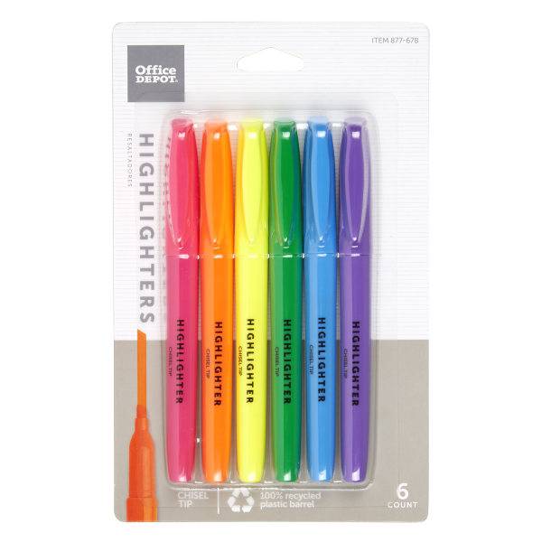 Office Depot Brand Pen-Style Highlighters, Assorted Colors