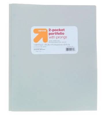 up&up 2 Pocket Plastic Folder With Prongs, Gray