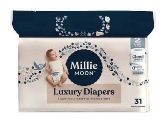 Millie Moon Luxury Disposable Diapers, Size 2 (31 ct)