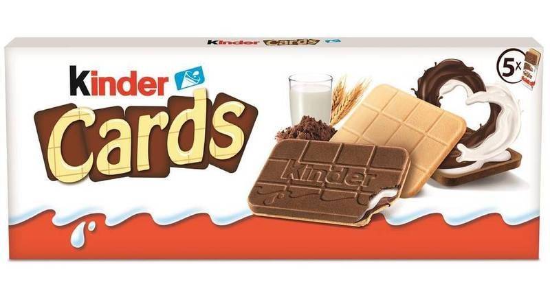 Kinder cards biscuits gaufrettes fourrées au lait et au cacao (5 pcs)