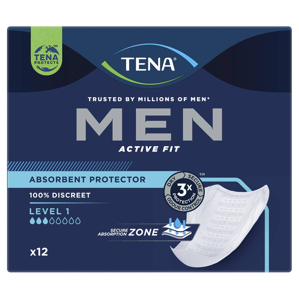 Tena Men Active Fit Absorbent Protector Level 1 Pads (12 pack)