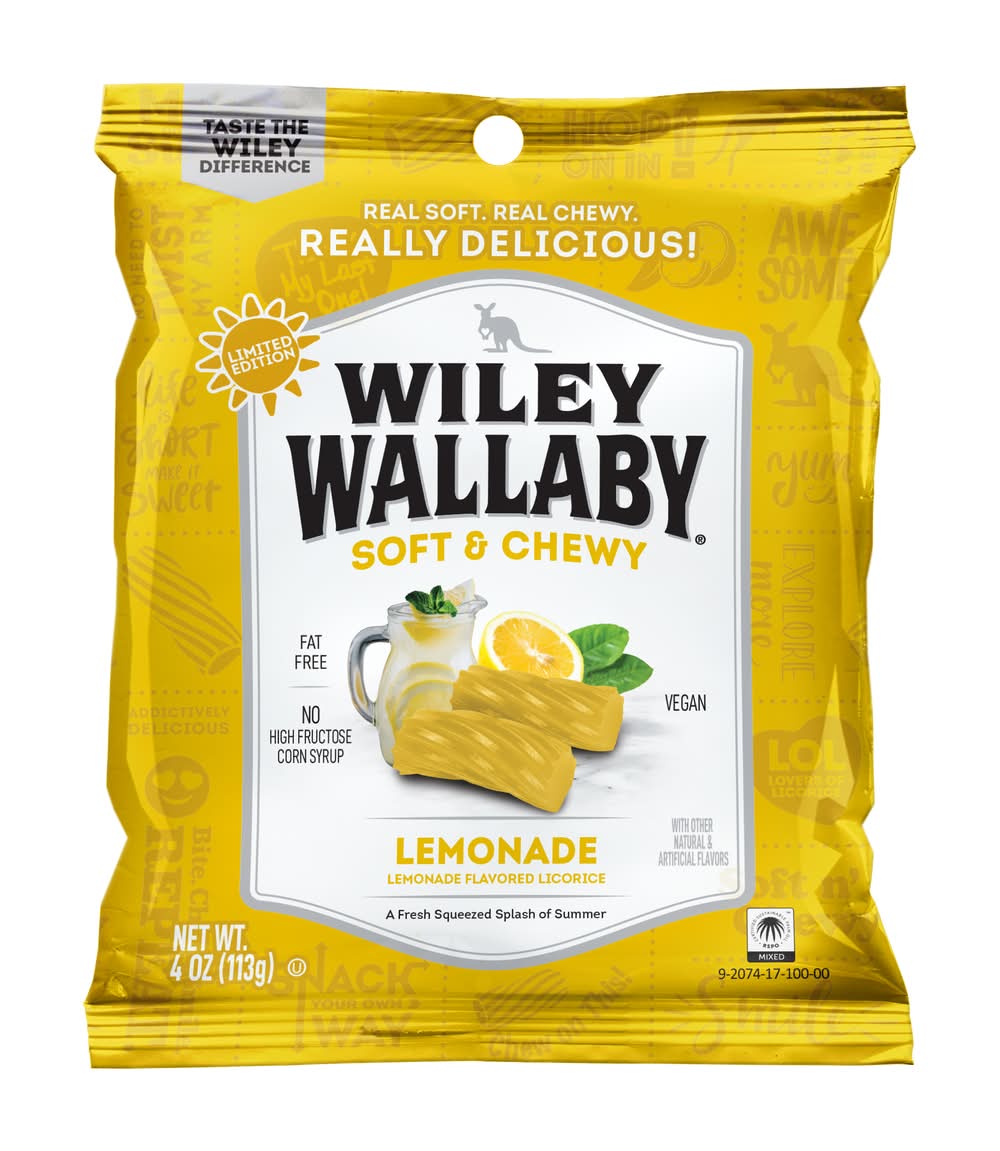 Wiley Wallaby Soft & Chewy Licorice, Lemonade (4 oz)