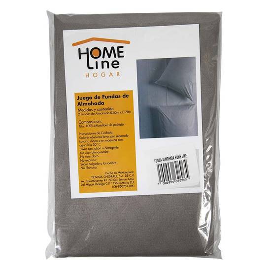 Home line  funda de almohada gris medio (pack 2 piezas)