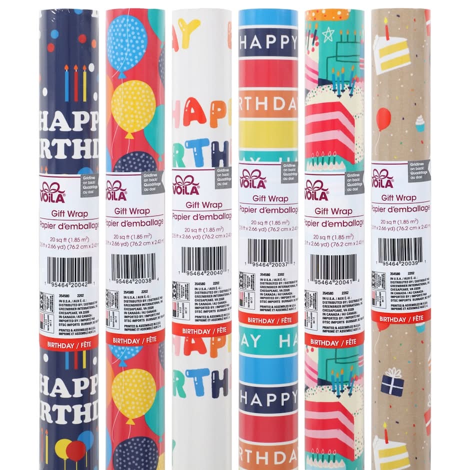 Voila Assorted Birthday Gift Wrapping Paper