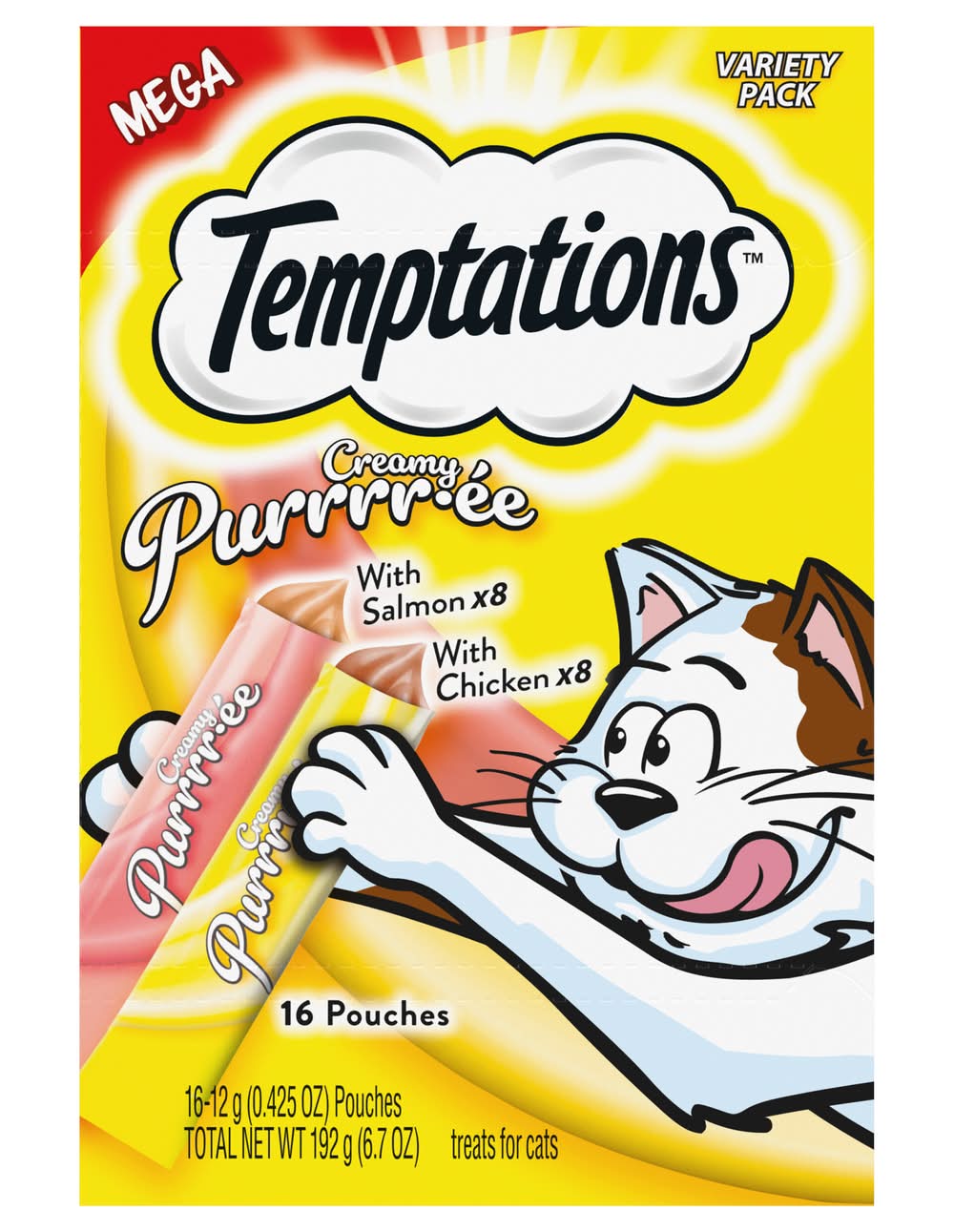 Temptations Creamy Puree Chicken and Salmon Variety pack Cat Treats (16 ct)