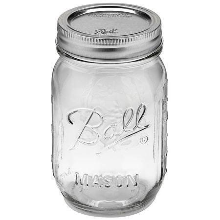 Ball Regular Mouth Pint Glass Mason Jar With Lid and Band (16 oz)