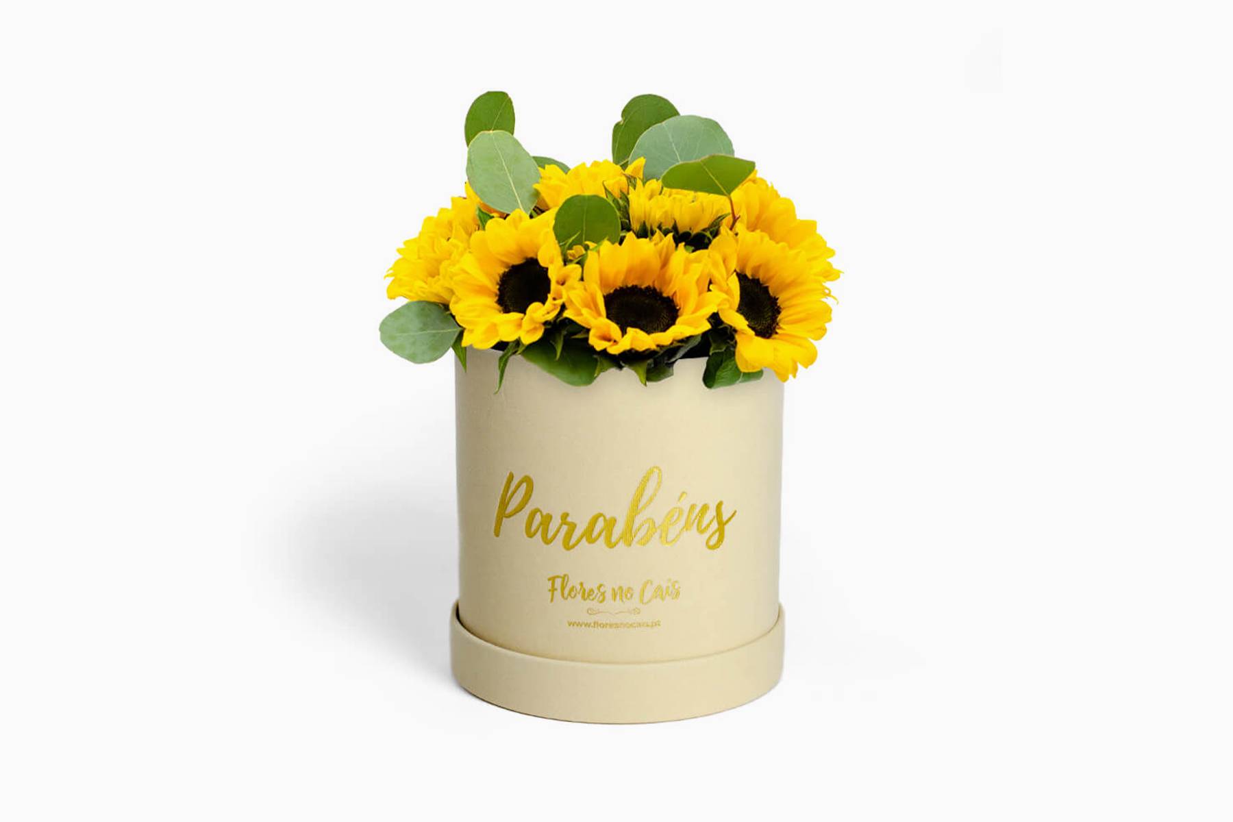 Caixa de Flores ‘Parabéns’ (Girassóis)