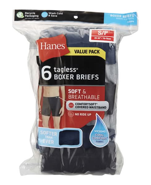 Hanes Men's ComfortSoft Waistband Boxer Briefs, Assorted, 6 Pack, Small