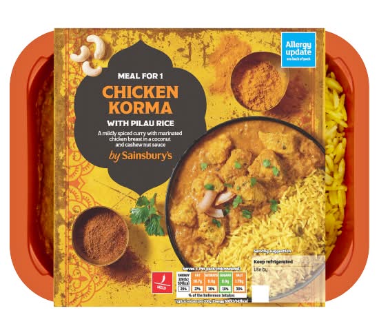 Sainsbury's Chicken Korma With Pilau Rice (400g)