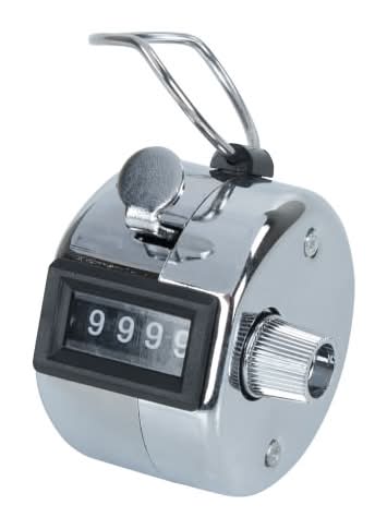 COSCO Metal Handheld Tally Counter, 2"H x 1-1/2"W x 2"D, Silver