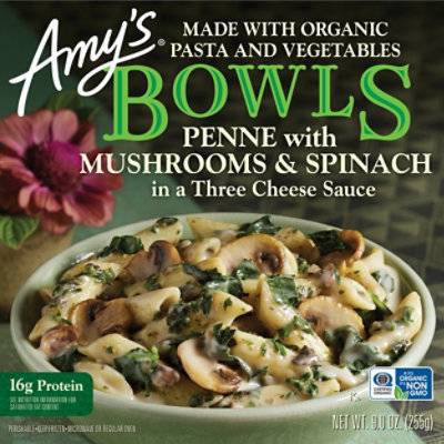 Amy's Frozen Penne Bowl With Mushrooms and Spinach (9 oz)