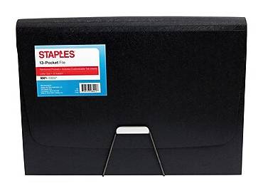 Staples Plastic 13-Pocket Reinforced Expanding Folder, Letter, Assorted (51808)