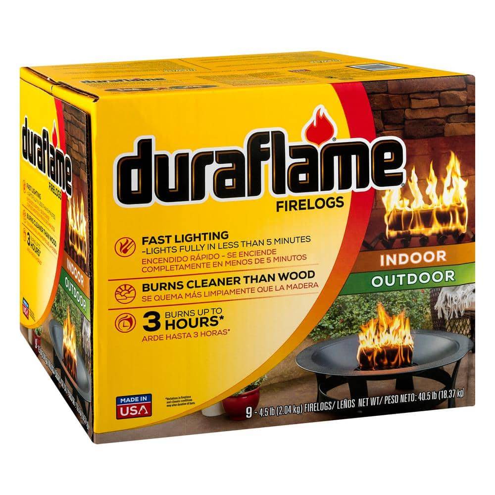 Duraflame 4.5 Lb. Indoor/Outdoor Wax Firelogs (9-Pack), 3 Hour Burn