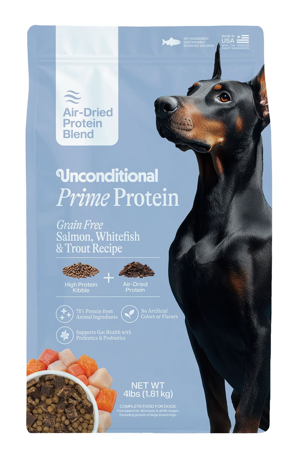 Unconditional Prime Protein Blend Adult Dry Dog Food - Salmon (Flavor: Salmon, Size: 4 Lb)